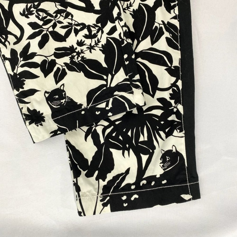 MAEVE BY ANTHROPOLOGIE TENLEY BLACK WHITE JUNGLE ANIMAL PRINT TWILL TRACK PANTS - Picture 9 of 11